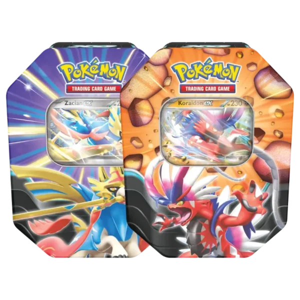 Pokémon TCG: Angielski Zestaw 2 Puszek Slashing Legends Tin Koraidon Ex i Zacian Ex